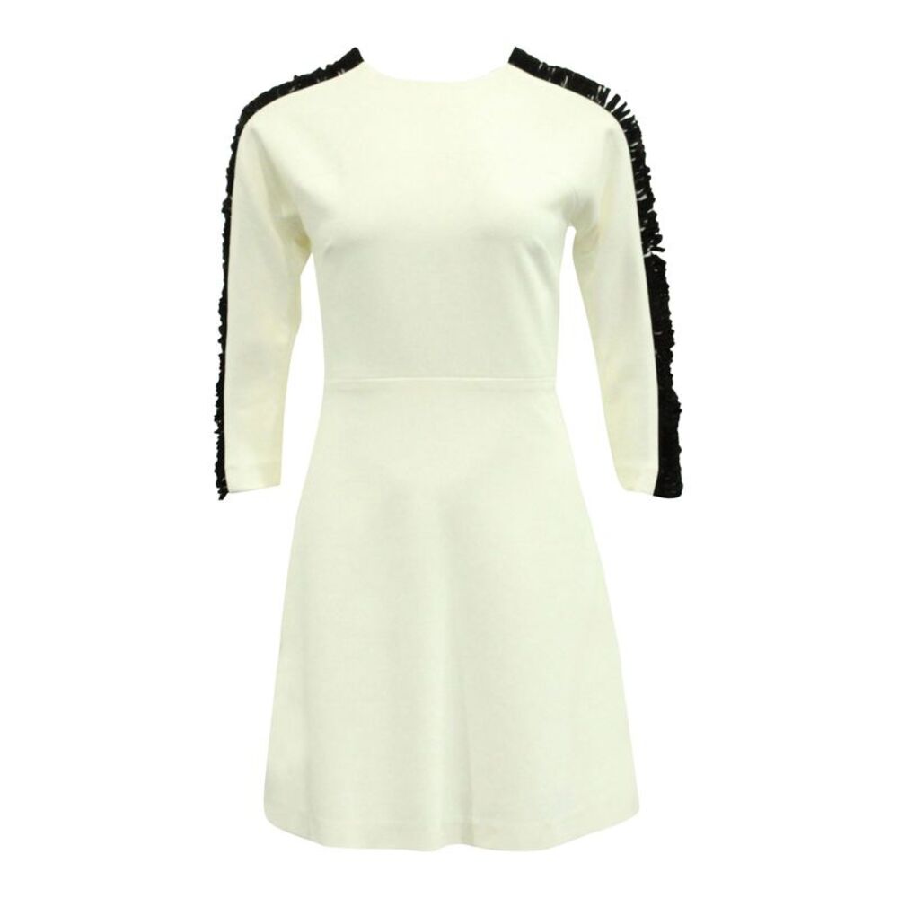 Sandro Paris Sleeve Embellished Shift Dress in White Polyester